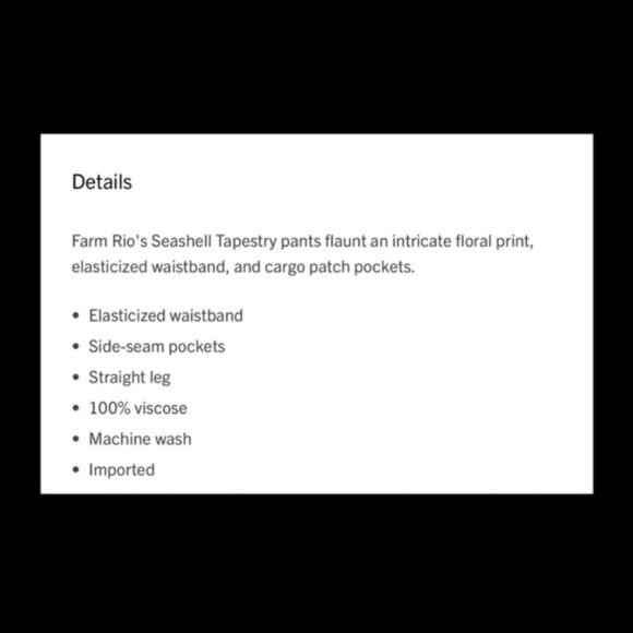 FARM Rio Seashell Tapestry Teal Cargo Pants. - Picture 7 of 7